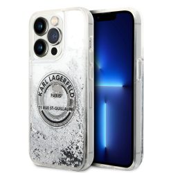   Karl Lagerfeld iPhone 14 Pro Liquid Glitter RSG hátlap, tok, ezüst