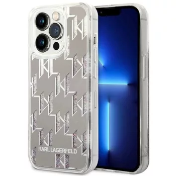   Karl Lagerfeld KLHCP14LLMNMS Liquid Glitter Monogram iPhone 14 Pro 6.1 "hátlap, tok, ezüst