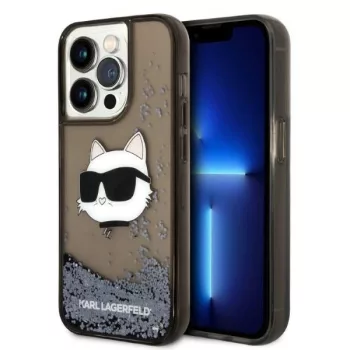   Karl Lagerfeld Liquid Glitter NFT Choupette Head iPhone 14 Pro 6,1" KLHCP14LLNCHCK, hátlap, tok, fekete