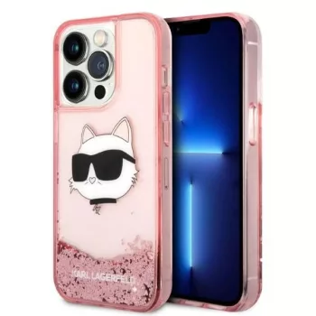   Karl Lagerfeld Liquid Glitter Choupette Head iPhone 14 Pro 6,1" KLHCP14LLNCHCP tok, rózsaszín