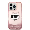 Karl Lagerfeld Liquid Glitter Choupette Head iPhone 14 Pro 6,1" KLHCP14LLNCHCP tok, rózsaszín