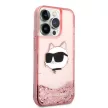 Karl Lagerfeld Liquid Glitter Choupette Head iPhone 14 Pro 6,1" KLHCP14LLNCHCP tok, rózsaszín