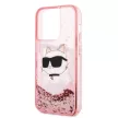 Karl Lagerfeld Liquid Glitter Choupette Head iPhone 14 Pro 6,1" KLHCP14LLNCHCP tok, rózsaszín