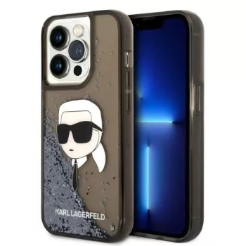   Karl Lagerfeld KLHCP14LLNKHCK Glitter Karl Head iPhone 14 Pro 6.1", hátlap, tok, fekete