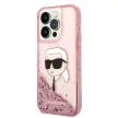 Karl Lagerfeld Liquid Glitter Karl Head iPhone 14 Pro 6,1" KLHCP14LLNKHCP, hátlap, tok, rózsaszín