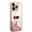 Karl Lagerfeld Liquid Glitter Karl Head iPhone 14 Pro 6,1" KLHCP14LLNKHCP, hátlap, tok, rózsaszín