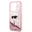 Karl Lagerfeld Liquid Glitter Karl Head iPhone 14 Pro 6,1" KLHCP14LLNKHCP, hátlap, tok, rózsaszín
