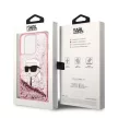 Karl Lagerfeld Liquid Glitter Karl Head iPhone 14 Pro 6,1" KLHCP14LLNKHCP, hátlap, tok, rózsaszín