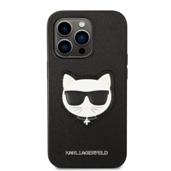 Karl Lagerfeld iPhone 14 Pro Saffiano Choupette Head (KLHCP14LSAPCHK) hátlap, tok, fekete