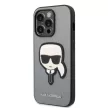 Karl Lagerfeld iPhone 14 Pro Saffiano Karl's Head Patch (KLHCP14LSAPKHG) hátlap, tok, ezüst