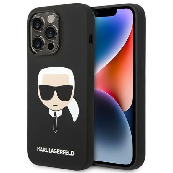Karl Lagerfeld iPhone 14 Pro Silicone Karl Head (KLHCP14LSLKHHBK) hátlap, tok, fekete