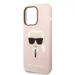 Karl Lagerfeld iPhone 14 Pro Liquid Silicone Karl Head (KLHCP14LSLKHLP) hátlap, tok, rózsaszín