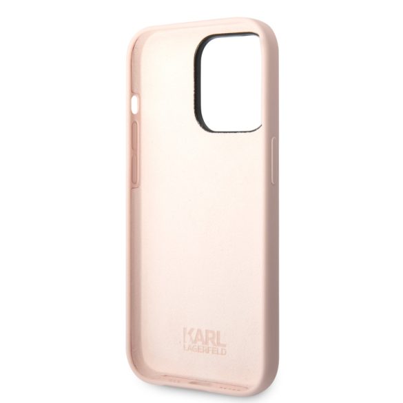 Karl Lagerfeld iPhone 14 Pro Liquid Silicone Karl Head (KLHCP14LSLKHLP) hátlap, tok, rózsaszín