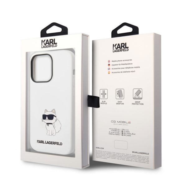 Karl Lagerfeld iPhone 14 Pro Silicone Choupette (KLHCP14LSNCHBCH) hátlap, tok, white