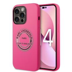   Karl Lagerfeld iPhone 14 Pro Silicone RSG (KLHCP14LSRSGRCF) hátlap, tok, rózsaszín
