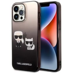   Karl Lagerfeld iPhone 14 Pro Gradient Karl and Choupette hátlap, tok, fekete
