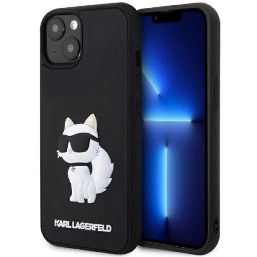 Karl Lagerfeld KLHCP14M3DRKHNK Rubber Choupette 3D iPhone 14 Plus/15 Plus 6.7", hátlap, tok, fekete