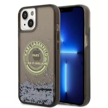   Karl Lagerfeld KLHCP14MLCRSGRK Liquid Glitter RSG iPhone 14 Plus/15 Plus 6,7", hátlap, tok, fekete