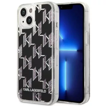   Karl Lagerfeld KLHCP14MLMNMK Liquid Glitter Monogram iPhone 14 Plus/15 Plus 6,7" tok, fekete