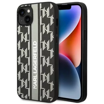   Karl Lagerfeld KLHCP14MPGKLSKG Monogram Stripe iPhone 14 Plus/15 Plus 6,7" hátlap, tok, szürke