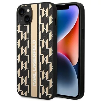   Karl Lagerfeld KLHCP14MPGKLSKW Monogram Stripe iPhone 14 Plus/15 Plus 6,7" hátlap, tok, barna