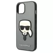 Karl Lagerfeld KLHCP14MSAPKHG Saffiano Karl's Head Patch iPhone 14 Plus/15 Plus 6,7", hátlap, tok, ezüst