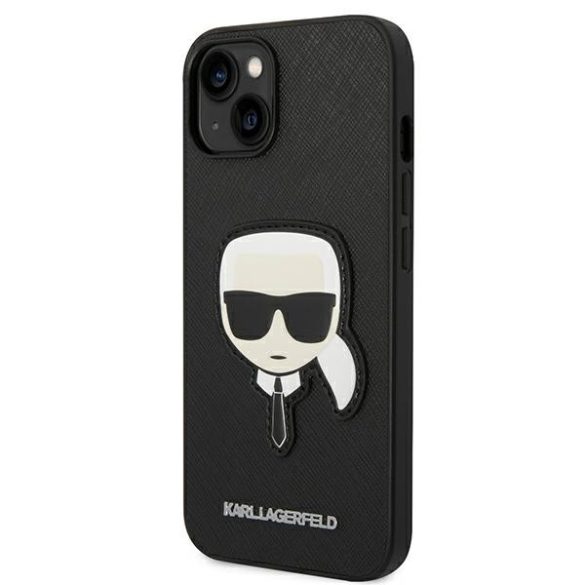 Karl Lagerfeld iPhone 14 Plus Saffiano Karl's Head Patch (KLHCP14MSAPKHK) hátlap, tok, fekete