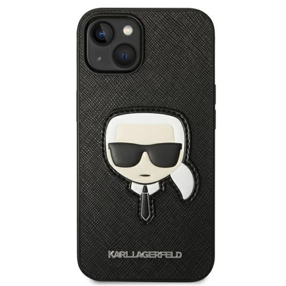 Karl Lagerfeld iPhone 14 Plus Saffiano Karl's Head Patch (KLHCP14MSAPKHK) hátlap, tok, fekete