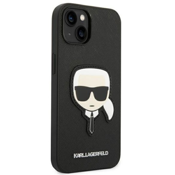 Karl Lagerfeld iPhone 14 Plus Saffiano Karl's Head Patch (KLHCP14MSAPKHK) hátlap, tok, fekete