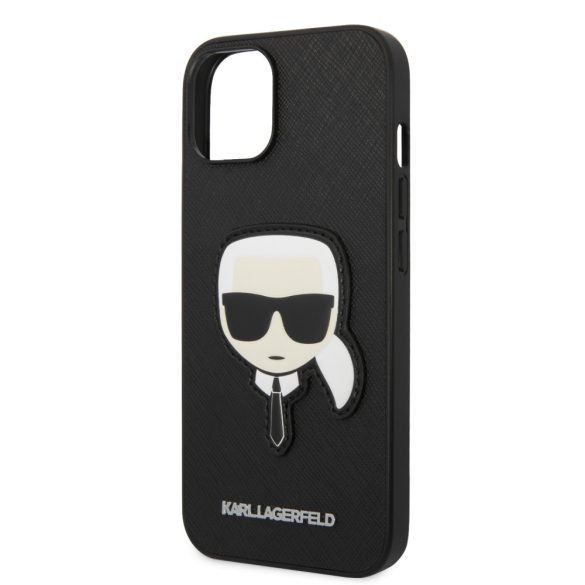 Karl Lagerfeld iPhone 14 Plus Saffiano Karl's Head Patch (KLHCP14MSAPKHK) hátlap, tok, fekete