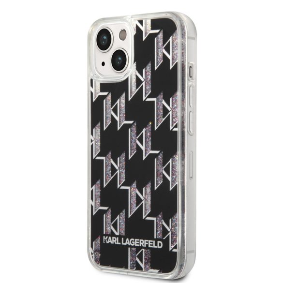 Karl Lagerfeld iPhone 14 Liquid Glitter Monogram (KLHCP14SLMNMK) hátlap, tok, fekete