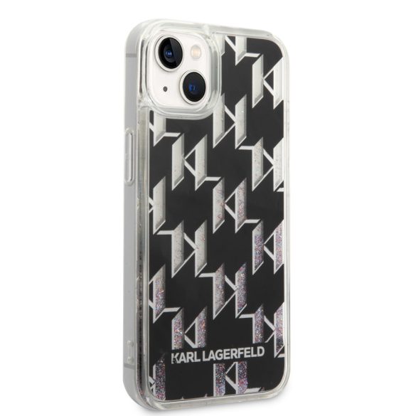 Karl Lagerfeld iPhone 14 Liquid Glitter Monogram (KLHCP14SLMNMK) hátlap, tok, fekete