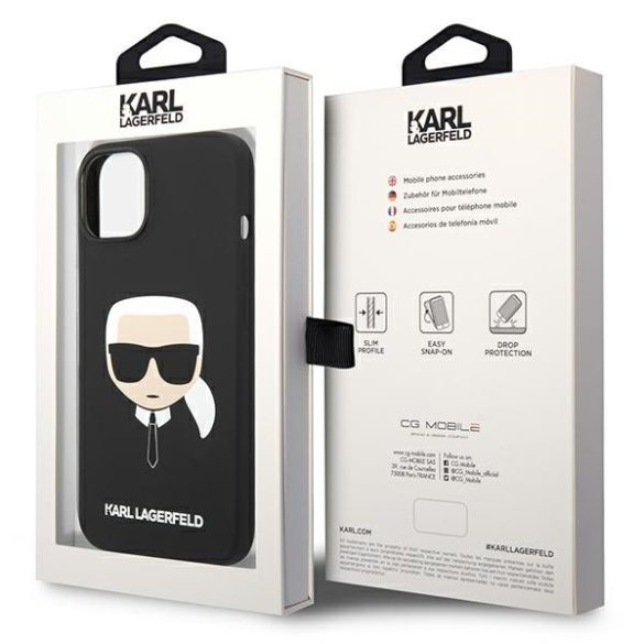 Karl Lagerfeld iPhone 14 Liquid Silicone Karl Head (KLHCP14SSLKHBK) hátlap, tok, fekete