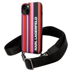   Karl Lagerfeld iPhone 14 Color Stripes Strap (KLHCP14SSTSTP) hátlap, tok, rózsaszín