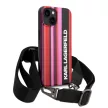 Karl Lagerfeld iPhone 14 Color Stripes Strap (KLHCP14SSTSTP) hátlap, tok, rózsaszín