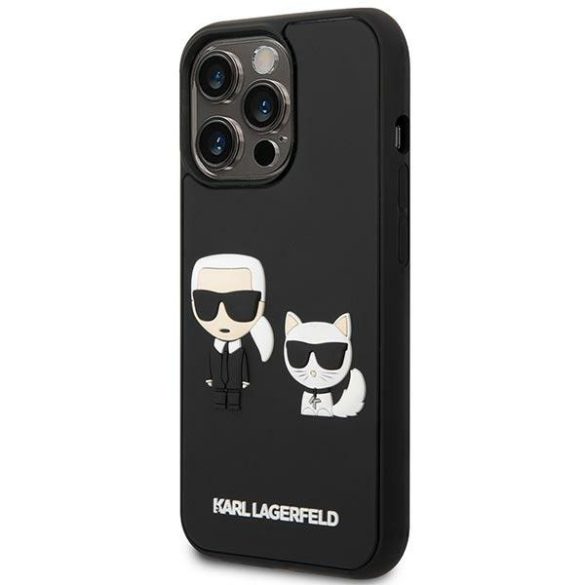 Karl Lagerfeld iPhone 14 Pro Max Karl&Choupette Ikonik 3D (KLHCP14X3DRKCK) hátlap, tok, fekete