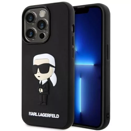 Karl Lagerfeld KLHCP14X3DRKINK Rubber Ikonik 3D iPhone 14 Pro Max 6.7", hátlap, tok, fekete