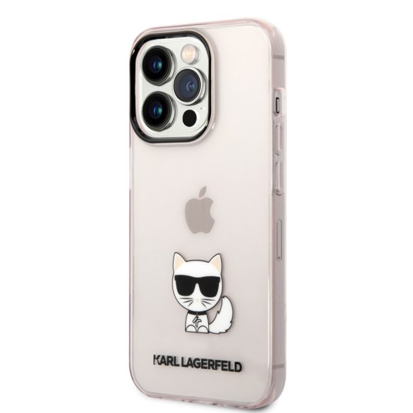 Karl Lagerfeld iPhone 14 Pro Max Transparent Choupette Body (KLHCP14XCTTRI) hátlap, tok, rózsaszín