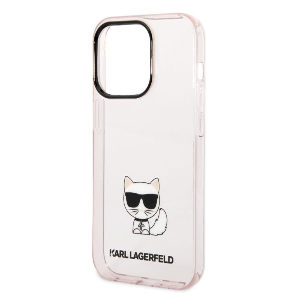 Karl Lagerfeld iPhone 14 Pro Max Transparent Choupette Body (KLHCP14XCTTRI) hátlap, tok, rózsaszín