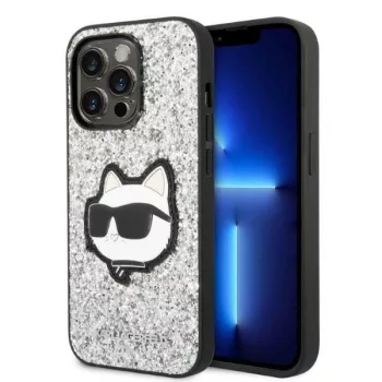   Karl Lagerfeld KLHCP14XG2CPS Glitter Choupette Patch iPhone 14 Pro Max 6.7", hátlap, tok, ezüst