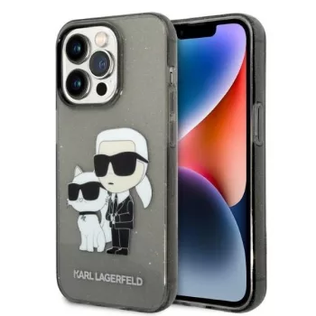   Karl Lagerfeld IML GLIT NFT Karl&Choupette iPhone 14 Pro Max 6.7" KLHCP14XHNKCTGK, hátlap, tok, fekete