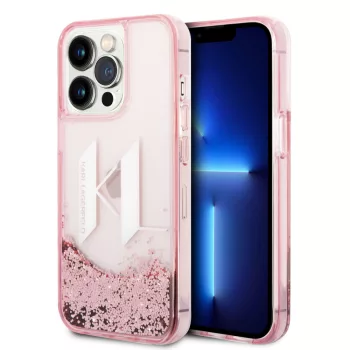   Karl Lagerfeld iPhone 14 Pro Max Liquid Glitter Big KL (KLHCP14XLBKLCP) hátlap, tok, rózsaszín