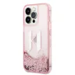 Karl Lagerfeld iPhone 14 Pro Max Liquid Glitter Big KL (KLHCP14XLBKLCP) hátlap, tok, rózsaszín