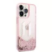Karl Lagerfeld iPhone 14 Pro Max Liquid Glitter Big KL (KLHCP14XLBKLCP) hátlap, tok, rózsaszín