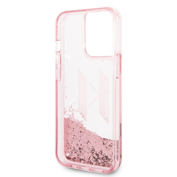 Karl Lagerfeld iPhone 14 Pro Max Liquid Glitter Big KL (KLHCP14XLBKLCP) hátlap, tok, rózsaszín