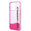 Karl Lagerfeld iPhone 14 Pro Max Liquid Glitter Elong (KLHCP14XLCKVF) hátlap, tok, rózsaszín