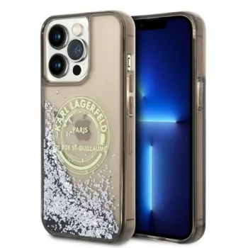   Karl Lagerfeld Liquid Glitter RSG iPhone 14 Pro Max 6,7" KLHCP14XLCRSGRK, hátlap, tok, fekete