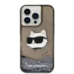 Karl Lagerfeld Liquid Glitter Choupette Head iPhone 14 Pro Max 6,7" KLHCP14XLNCHCK, hátlap, tok, fekete