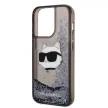 Karl Lagerfeld Liquid Glitter Choupette Head iPhone 14 Pro Max 6,7" KLHCP14XLNCHCK, hátlap, tok, fekete
