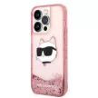 Karl Lagerfeld Liquid Glitter Choupette Head iPhone 14 Pro Max 6,7" KLHCP14XLNCHCP tok, rózsaszín